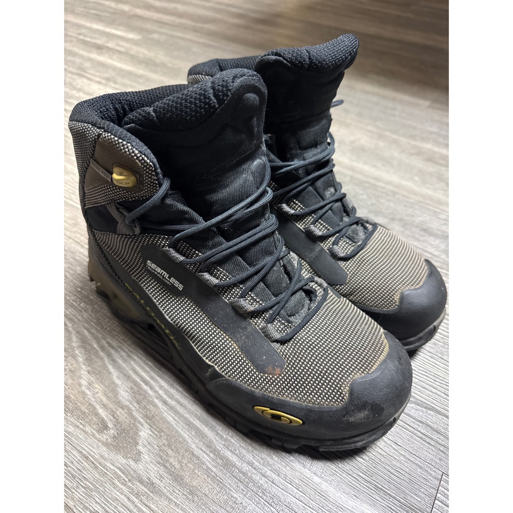 Salomon Gore-Tex Hiking Boots Mens 9 Black Olive Green Waterproof 418953